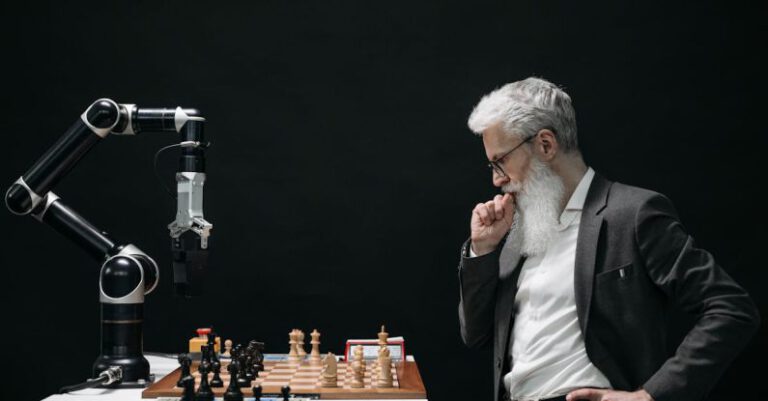 Strategic Mindset - Elderly Man Thinking while Looking at a Chessboard